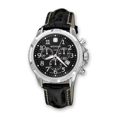 Часы наручные "GST Chrono" 78255 черный, стальной корпус, кожан ремешок инфо 12930f.
