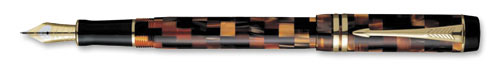 Перьевая ручка "Parker Duofold", янтарно-красная с позолоченными 23К деталями дизайна Перо: золото18К 23К деталями дизайна Перо: золото18К инфо 13052f.