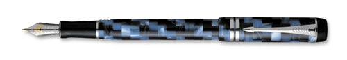 Перьевая ручка "Parker Duofold", шахматная, синяя с позолоченными 23К деталями дизайна Перо: золото18К 23К деталями дизайна Перо: золото18К инфо 13053f.