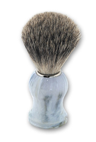 Помазок, барсучий ворс, ручка - белый мрамор Набор для бритья 2010 г инфо 78g.