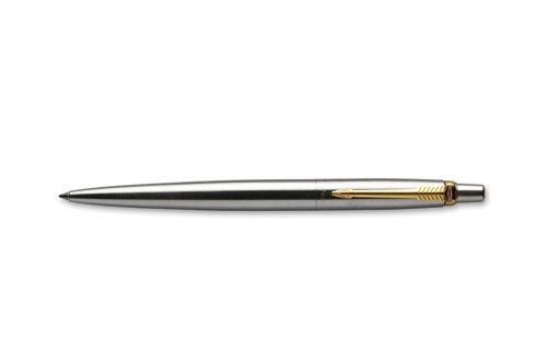 Шариковая ручка "Паркер Jotter GT", корпус и кнопка из нержавеющей стали, позолоченная отделка из нержавеющей стали, позолоченная отделка инфо 3690i.